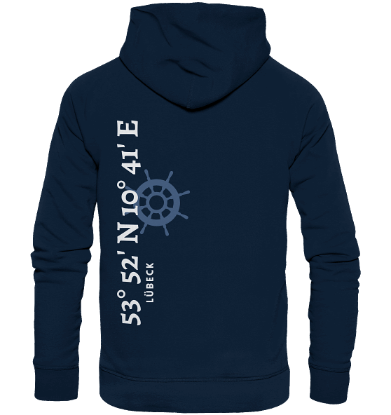 Lübeck Hoodie mit Koordinaten - Organic Koordinaten Hoodie - MEERcoordinates