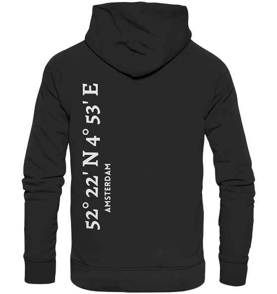 Amsterdam Hoodie mit Koordinaten - Organic Hoodie