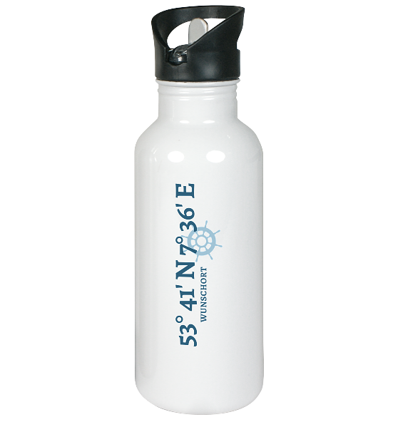 Personalisierbarer Trinkflasche mit Koordinaten MEERcoordinates blau - Edelstahl-Trinkflasche