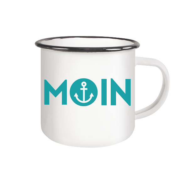 Campingbecher 'Moin' Anker maritim - Emaille Tasse