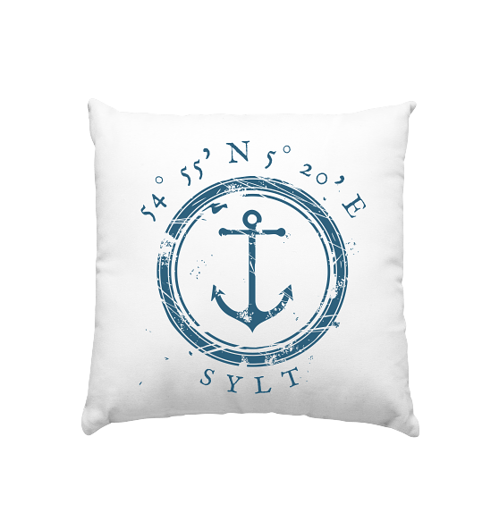 Sylt Kissen mit Koordinaten und Anker - Kissen 40x40cm