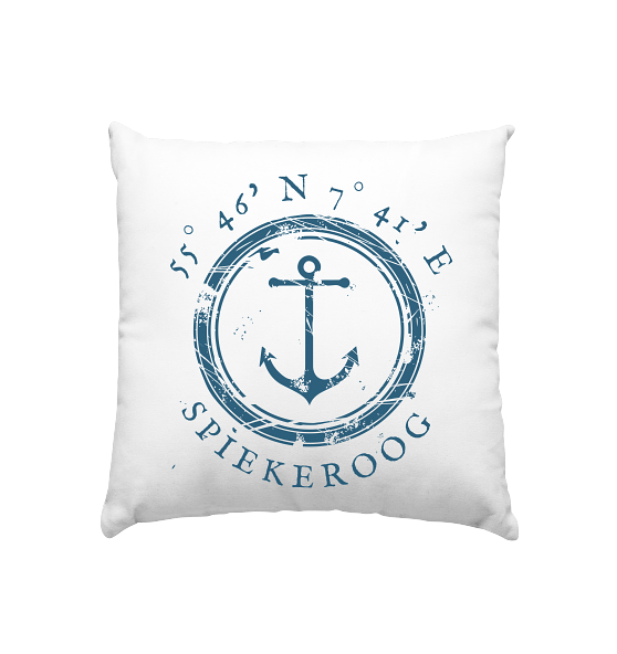 Spiekeroog Kissen, maritim mit Koordinaten und Anker - Kissen 40x40cm - MEERcoordinates