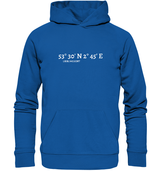 personalisierter Koordinaten Hoodie WELTVERLIEBT blue