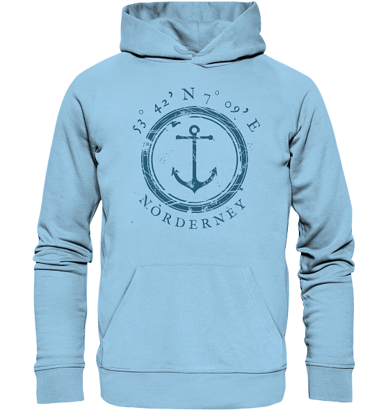 Norderney Hoodie maritim mit Anker - Organic Koordinaten Hoodie