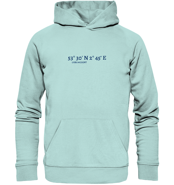 Koordinaten Hoodie WUNSCHORT blau - Organic Unisex Hoodie