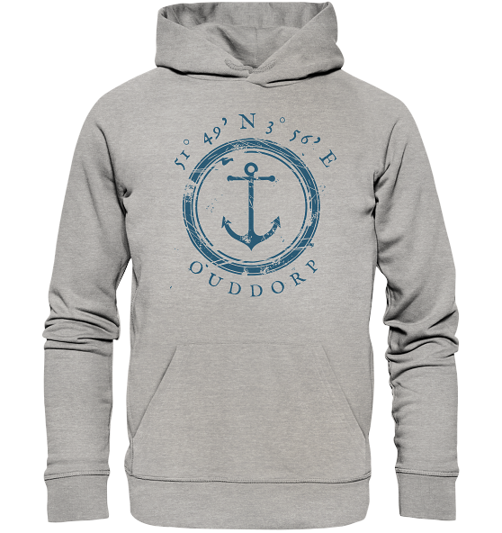Ouddorp Hoodie maritim mit Anker - Organic Koordinaten Hoodie