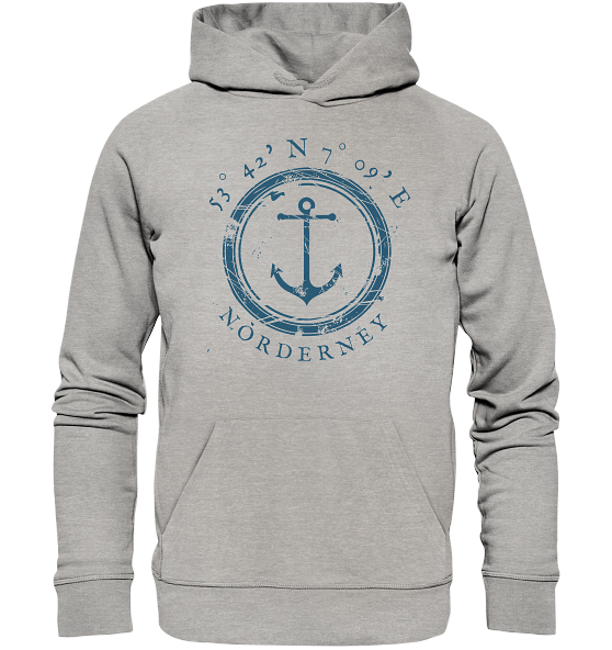 Norderney Hoodie maritim mit Anker - Organic Koordinaten Hoodie