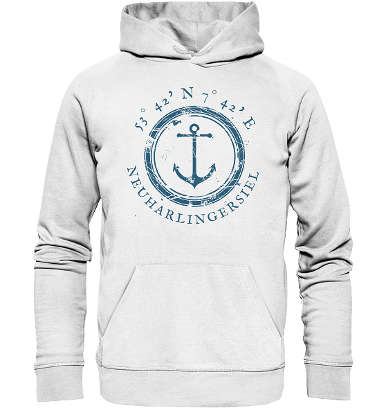 Neuharlingersiel Hoodie mit Koordinaten, maritime Mode mit Anker - Organic Koordinaten Hoodie - Organic Basic Hoodie - MEERcoordinates