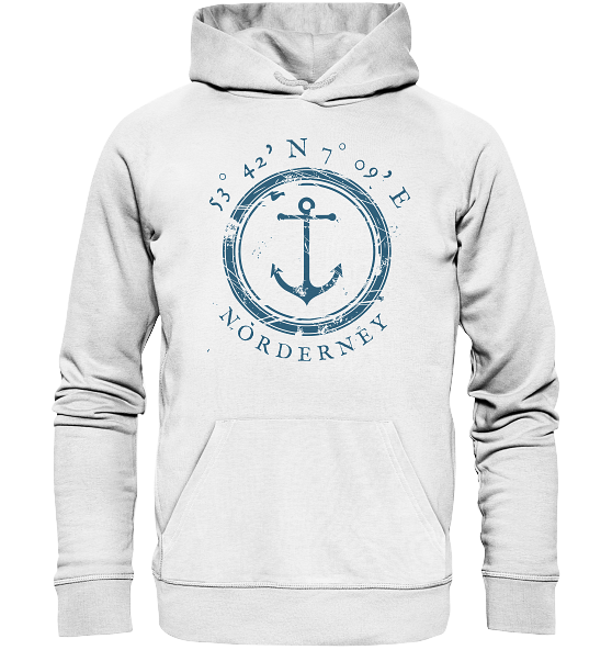 Norderney Hoodie maritim mit Anker - Organic Koordinaten Hoodie