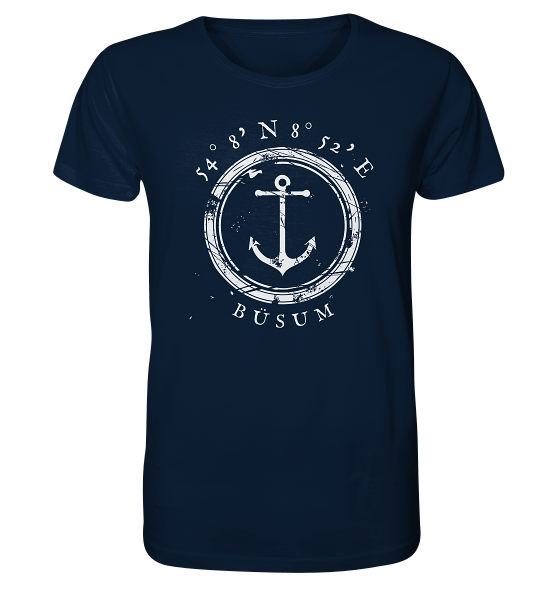 Büsum T-Shirt mit Anker, maritimes Koordinaten Shirt - Organic Shirt