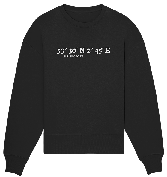 Lieblingsort, personalisierbares Oversize Sweatshirt mit Koordinaten