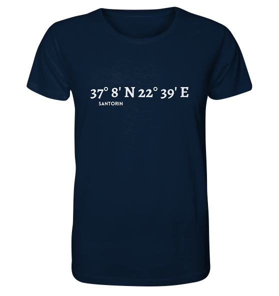 Santorin T-Shirt mit Koordinaten - Organic Shirt