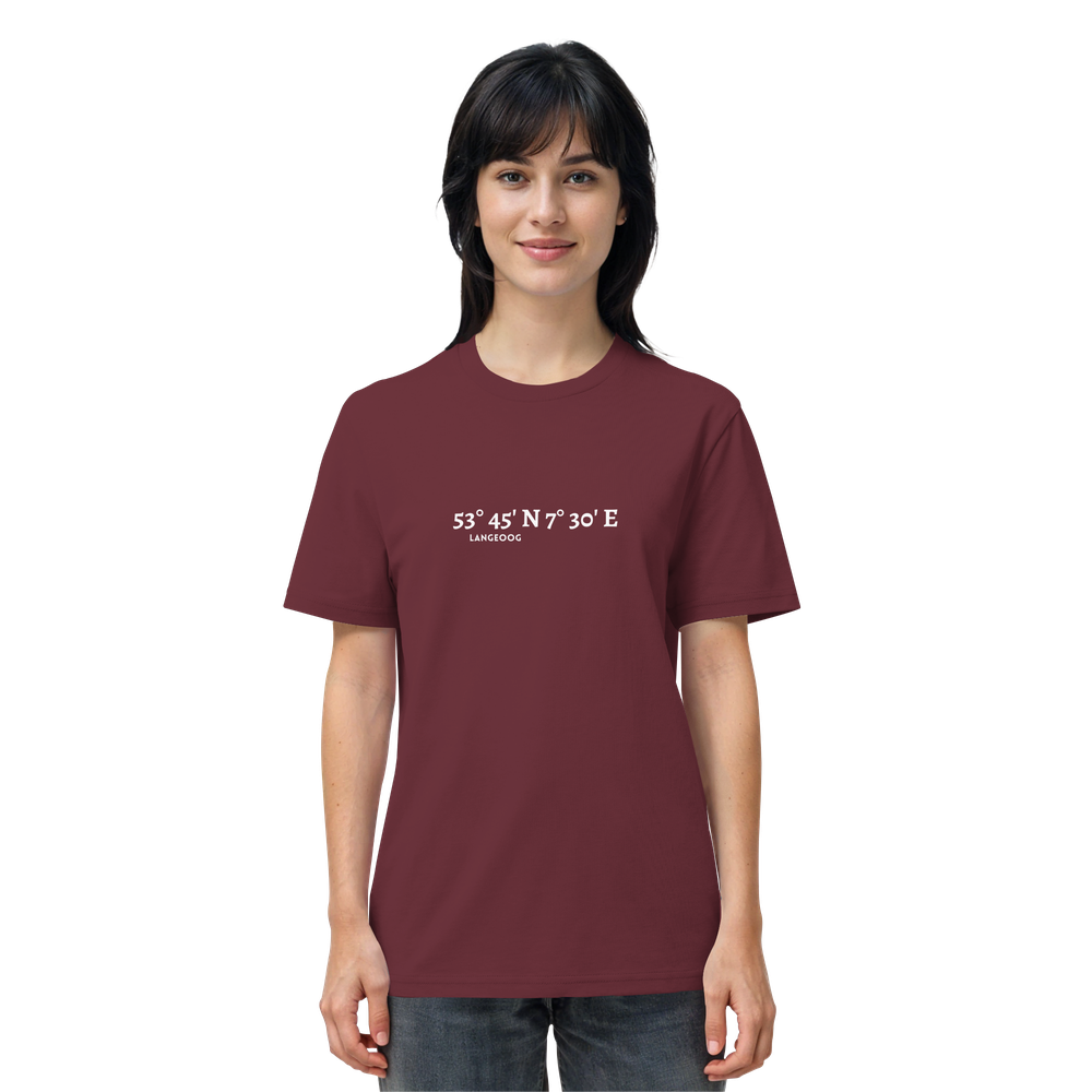 Langeoog T-Shirt mit Koordinaten, Langeoog Souvenir, Ostfriesland Urlaub - Organic Shirt