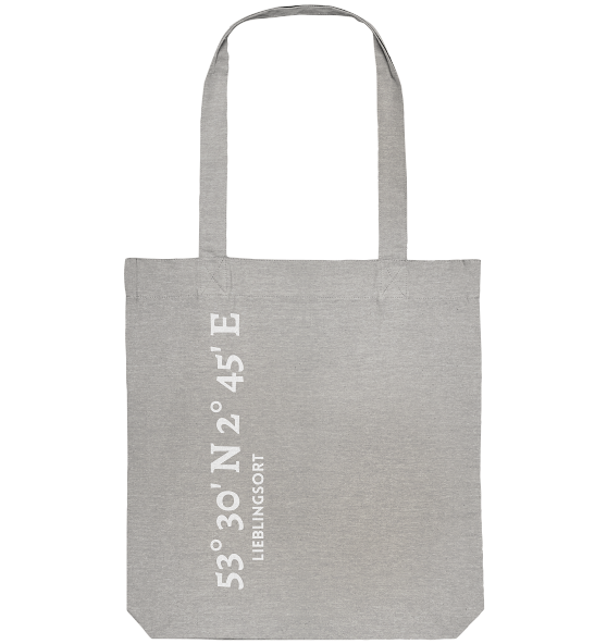 Koordinaten Tasche WELTVERLIEBT, personalisierbar mit Wunschort - Organic Tote-Bag