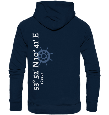 Lübeck Hoodie mit Koordinaten - Organic Koordinaten Hoodie - MEERcoordinates