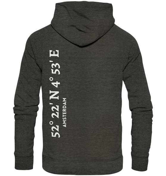 Amsterdam Hoodie mit Koordinaten - Organic Hoodie