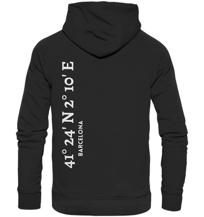 Barcelona Hoodie mit Koordinaten - Organic Hoodie