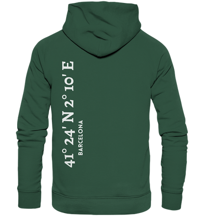 Barcelona Hoodie mit Koordinaten - Organic Hoodie