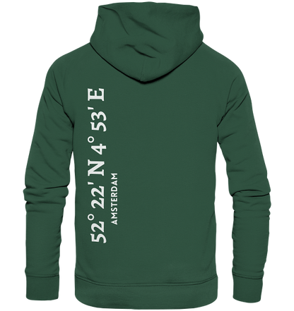 Amsterdam Hoodie mit Koordinaten - Organic Hoodie