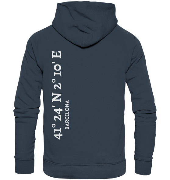 Barcelona Hoodie mit Koordinaten - Organic Hoodie