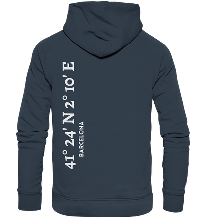Barcelona Hoodie mit Koordinaten - Organic Hoodie