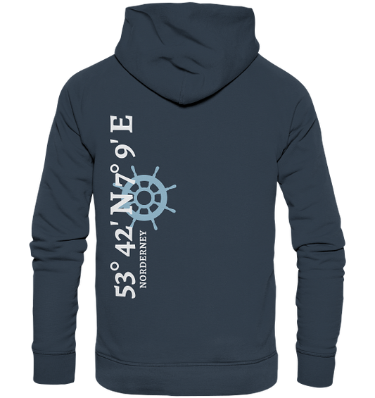 Norderney Hoodie mit Koordinaten, Norderney Souvenir - Organic Koordinaten Hoodie von Meercoordinates