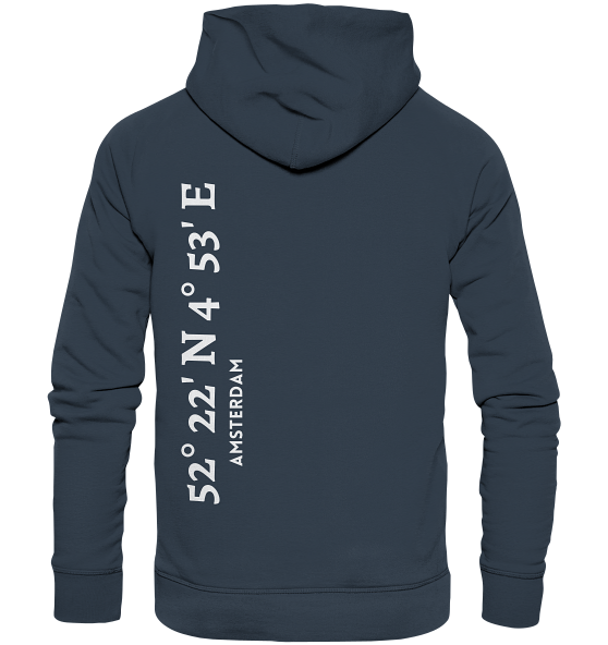 Amsterdam Hoodie mit Koordinaten - Organic Hoodie