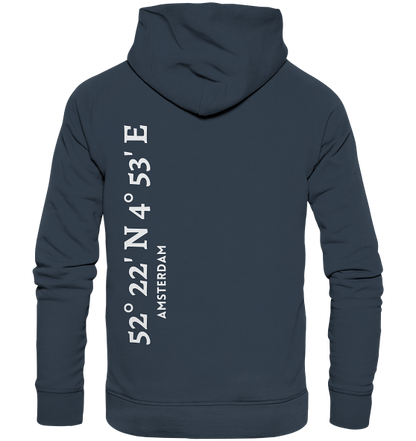 Amsterdam Hoodie mit Koordinaten - Organic Hoodie