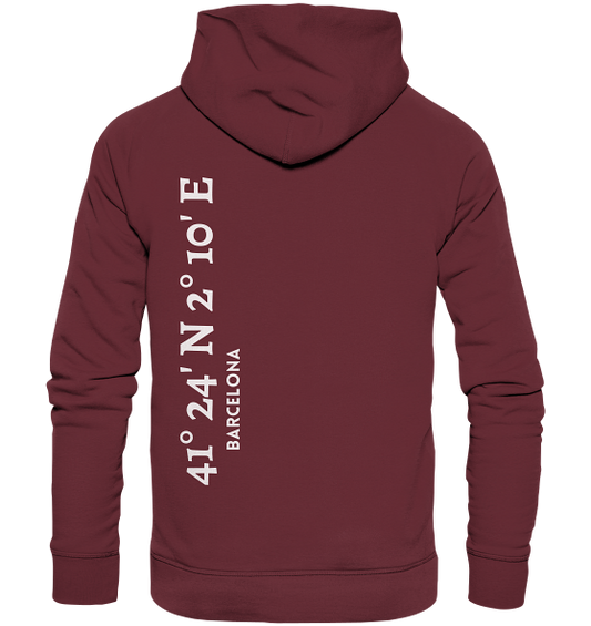 Barcelona Hoodie mit Koordinaten - Organic Hoodie