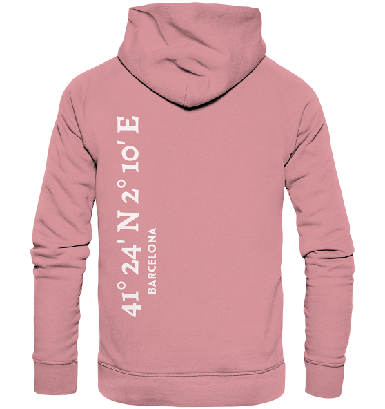 Barcelona Hoodie mit Koordinaten - Organic Hoodie