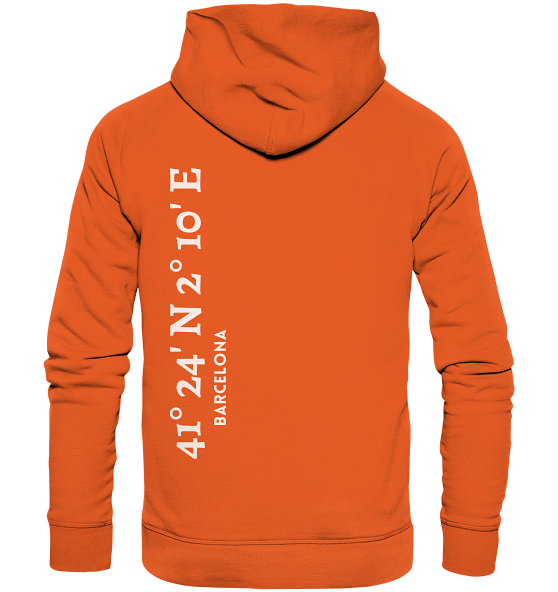 Barcelona Hoodie mit Koordinaten - Organic Hoodie