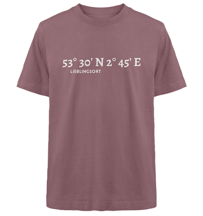 personalisierbares Koordinaten Oversized T-Shirt WELTVERLIEBT