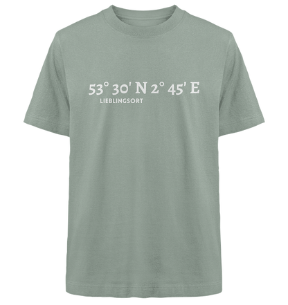 personalisierbares Koordinaten Oversized T-Shirt WELTVERLIEBT