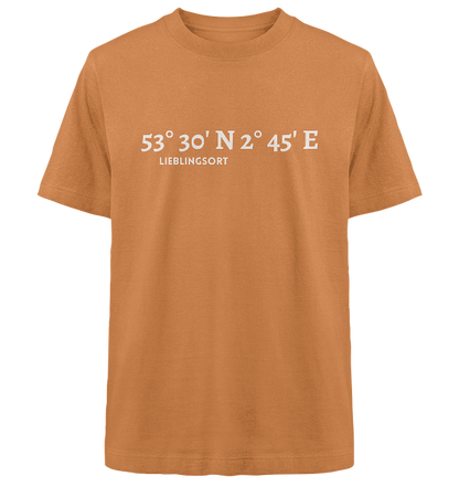 personalisierbares Koordinaten Oversize Shirt WELTVERLIEBT