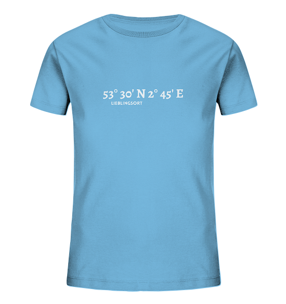 Personalisierbares Kinder T-Shirt WELTVERLIEBT mit Koordinaten - Kids Organic Shirt