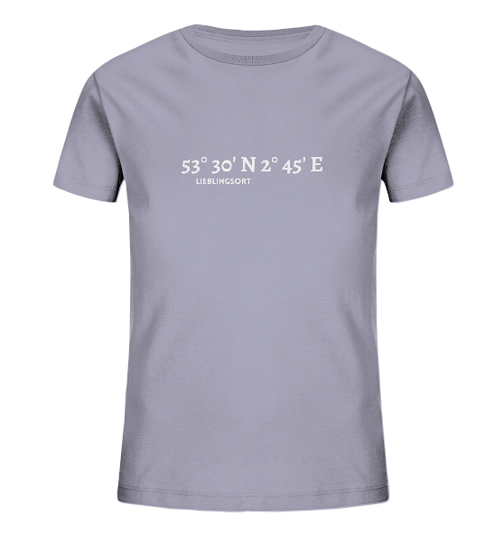 Personalisierbares Kinder T-Shirt WELTVERLIEBT mit Koordinaten - Kids Organic Shirt