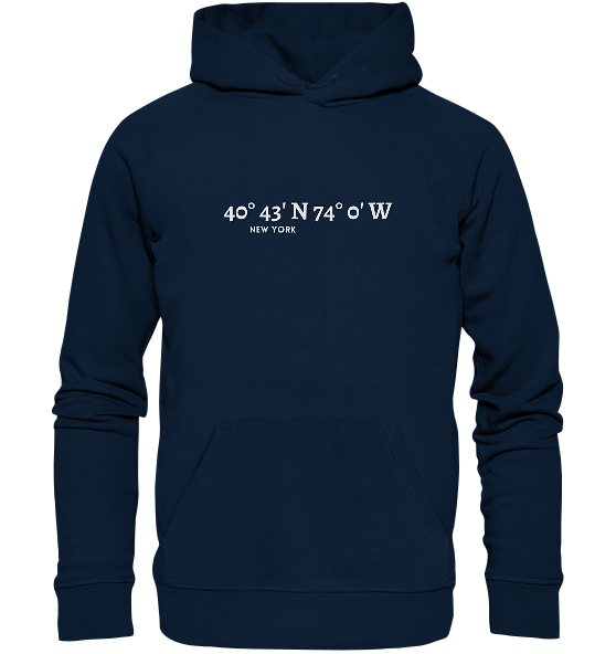 New York Hoodie mit Koordinaten - Organic Hoodie