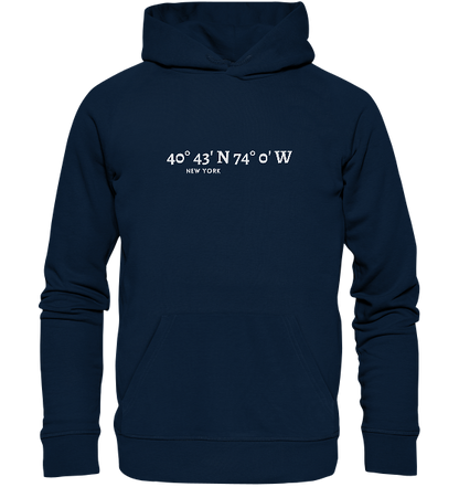 New York Hoodie mit Koordinaten - Organic Hoodie