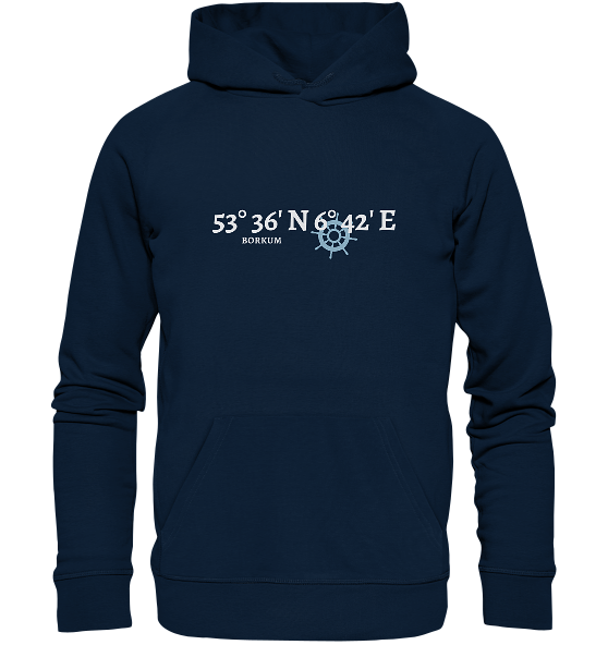 Borkum Hoodie mit Koordinaten - Organic Hoodie von Meercoordinates