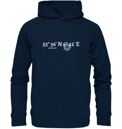 Borkum Hoodie mit Koordinaten - Organic Hoodie von Meercoordinates