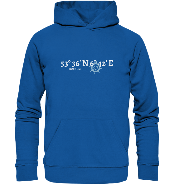 Borkum Hoodie mit Koordinaten - Organic Hoodie