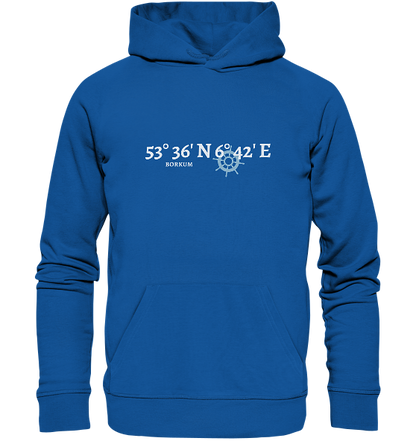 Borkum Hoodie mit Koordinaten - Organic Hoodie