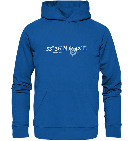 Borkum Hoodie mit Koordinaten - Organic Hoodie