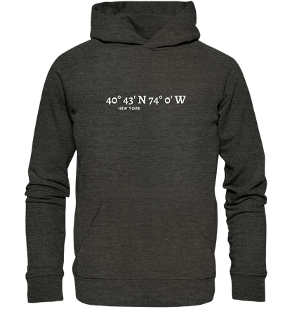 New York Hoodie mit Koordinaten - Organic Hoodie