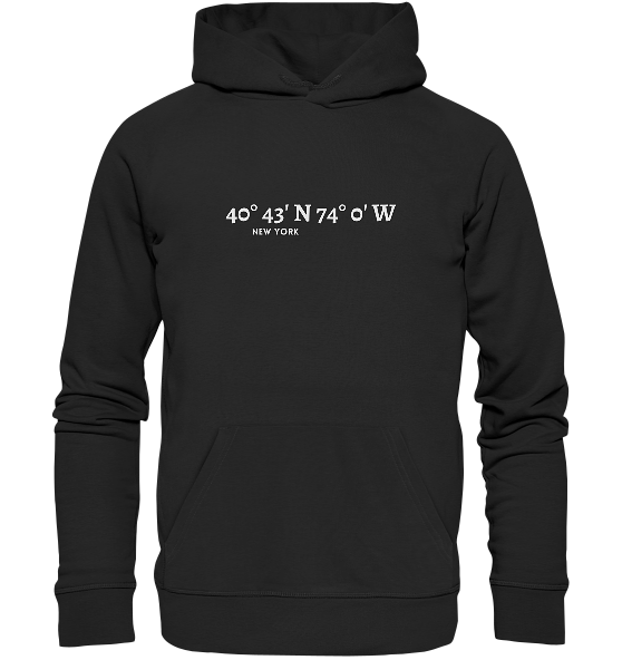 New York Hoodie mit Koordinaten - Organic Hoodie