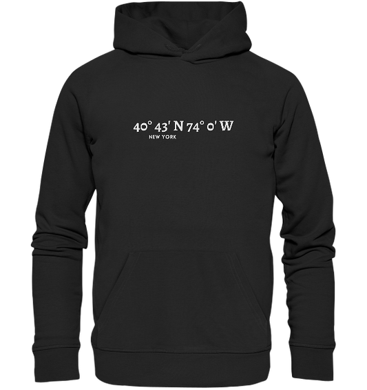 New York Hoodie mit Koordinaten - Organic Hoodie