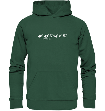 New York Hoodie mit Koordinaten - Organic Hoodie