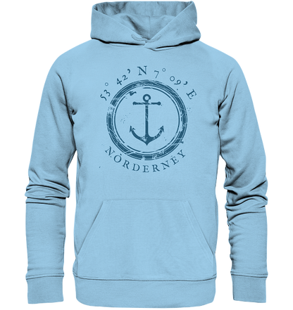 Norderney Hoodie maritim mit Anker - Organic Koordinaten Hoodie