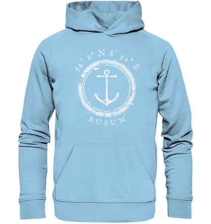 Büsum Hoodie mit Anker, maritimer Koordinaten Hoodie - Organic Hoodie