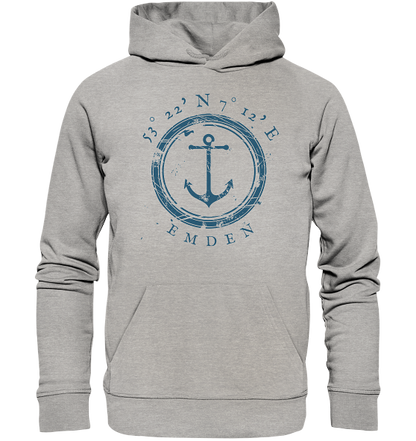 Emden Hoodie mit Anker - Organic Koordinaten Hoodie